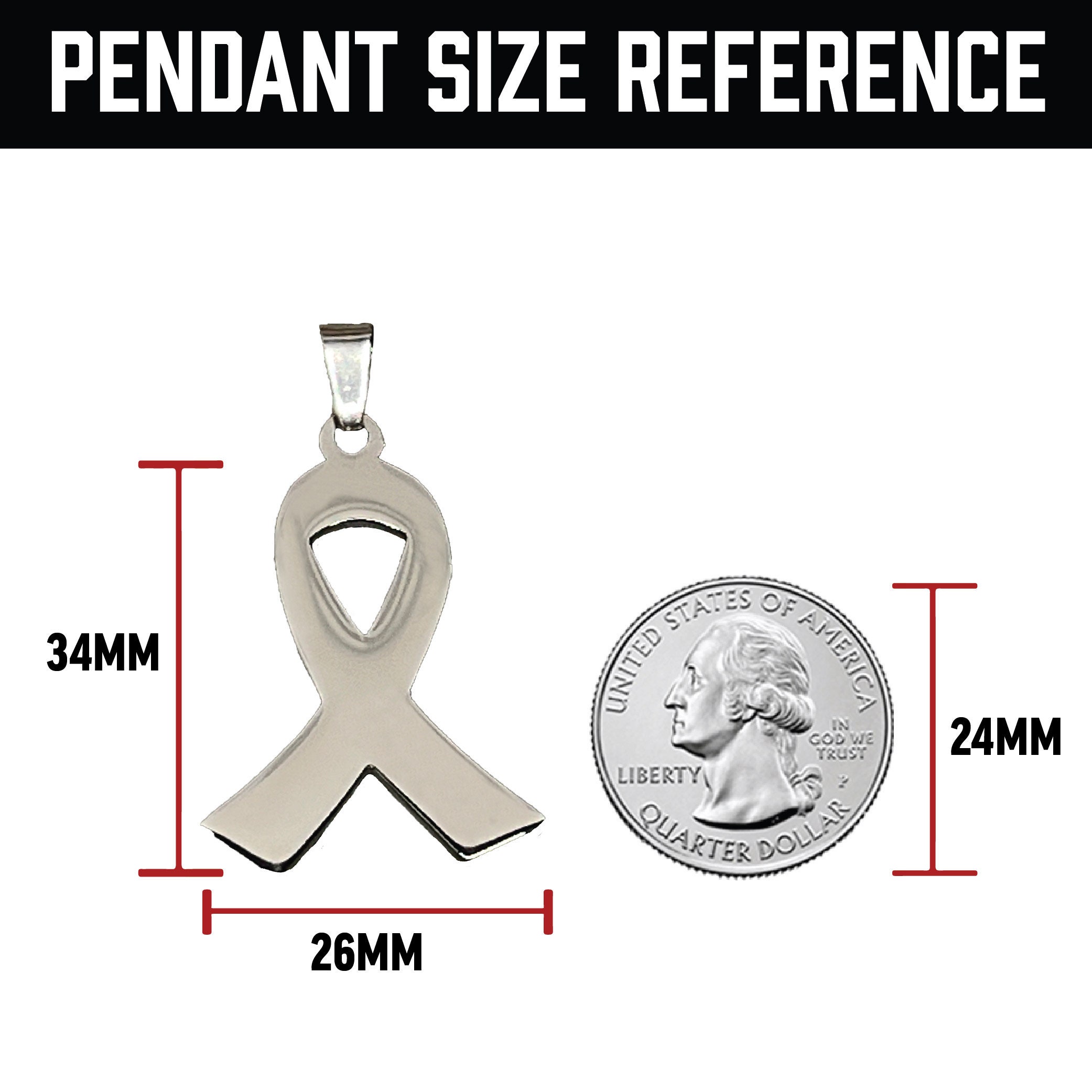 Cancer Ribbon Pendant With Chain Necklace - Stainless Steel - Engraving ...