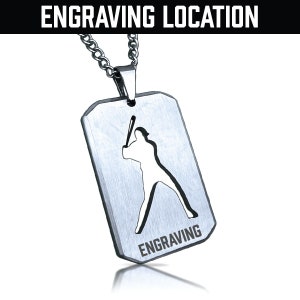 Baseball Cut Out Pendant With Chain Necklace Stainless Steel Engraving Available image 4