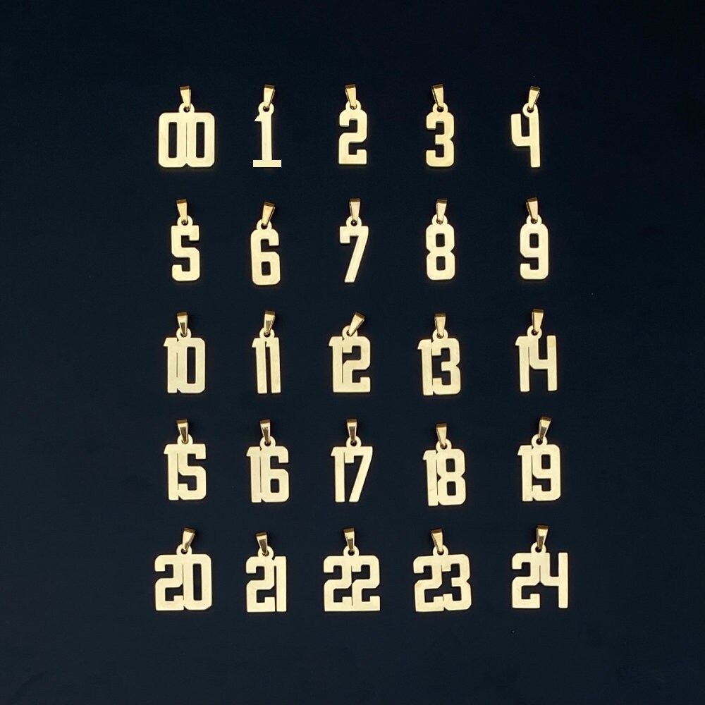 14K Gold Plated Number Pendant With Chain Necklace Stainless Etsy