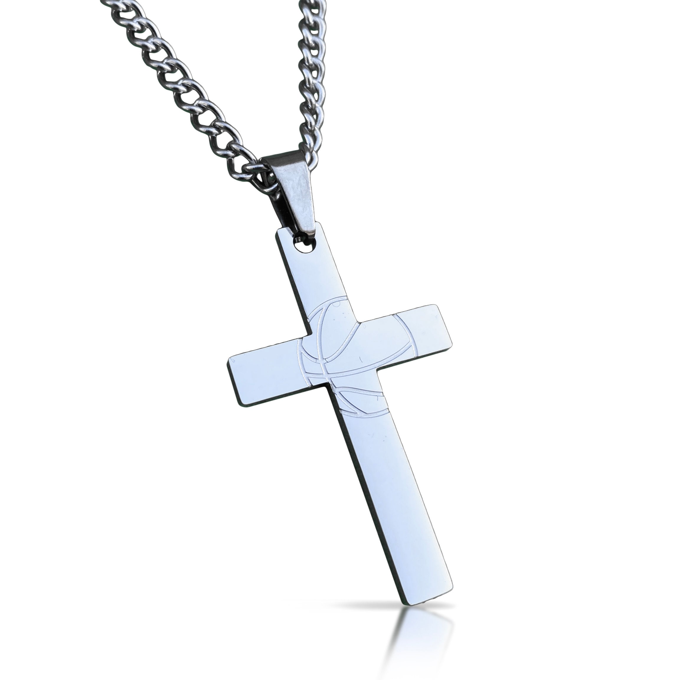 Basketball Cross Pendant With Chain 