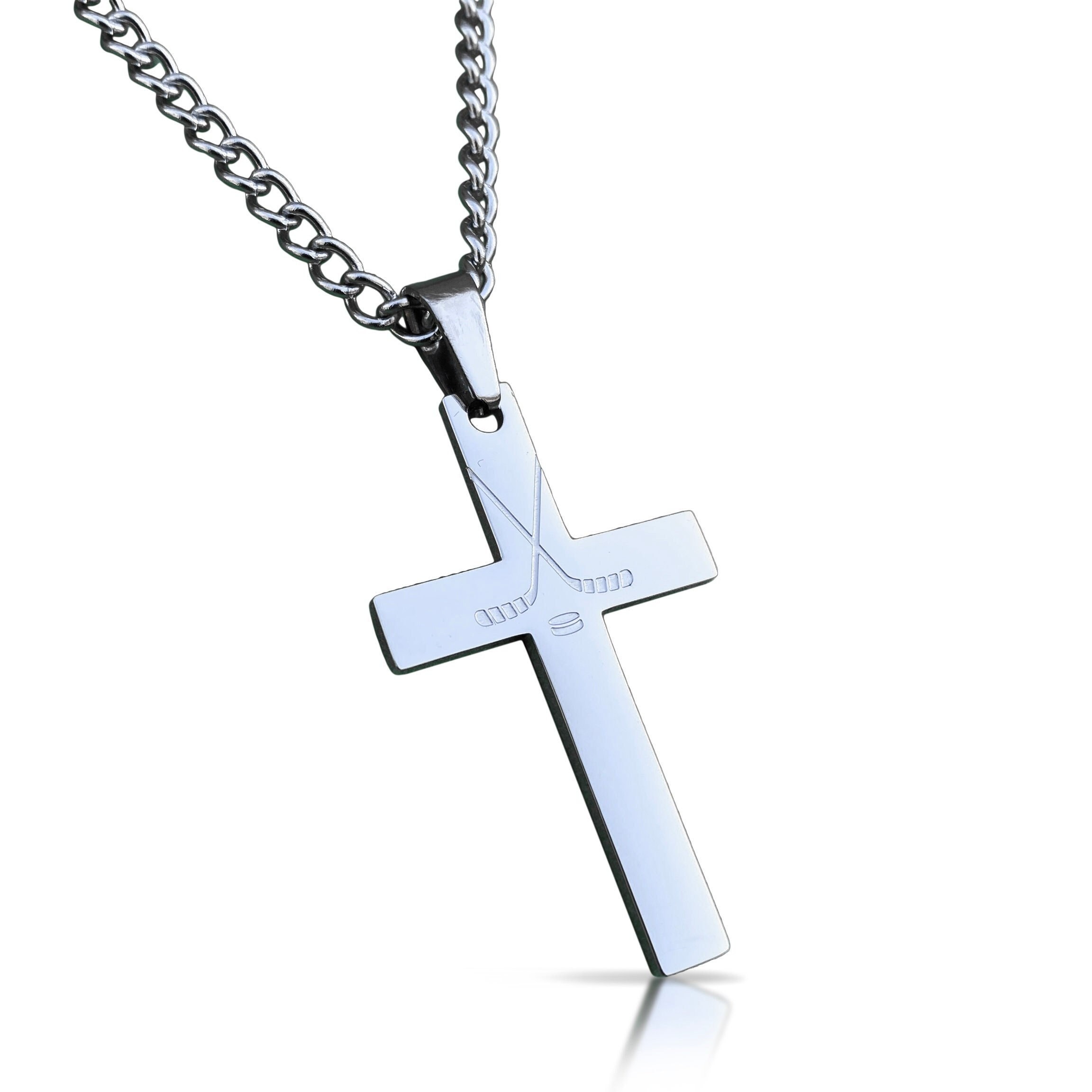 Hockey stick cross necklace discount
