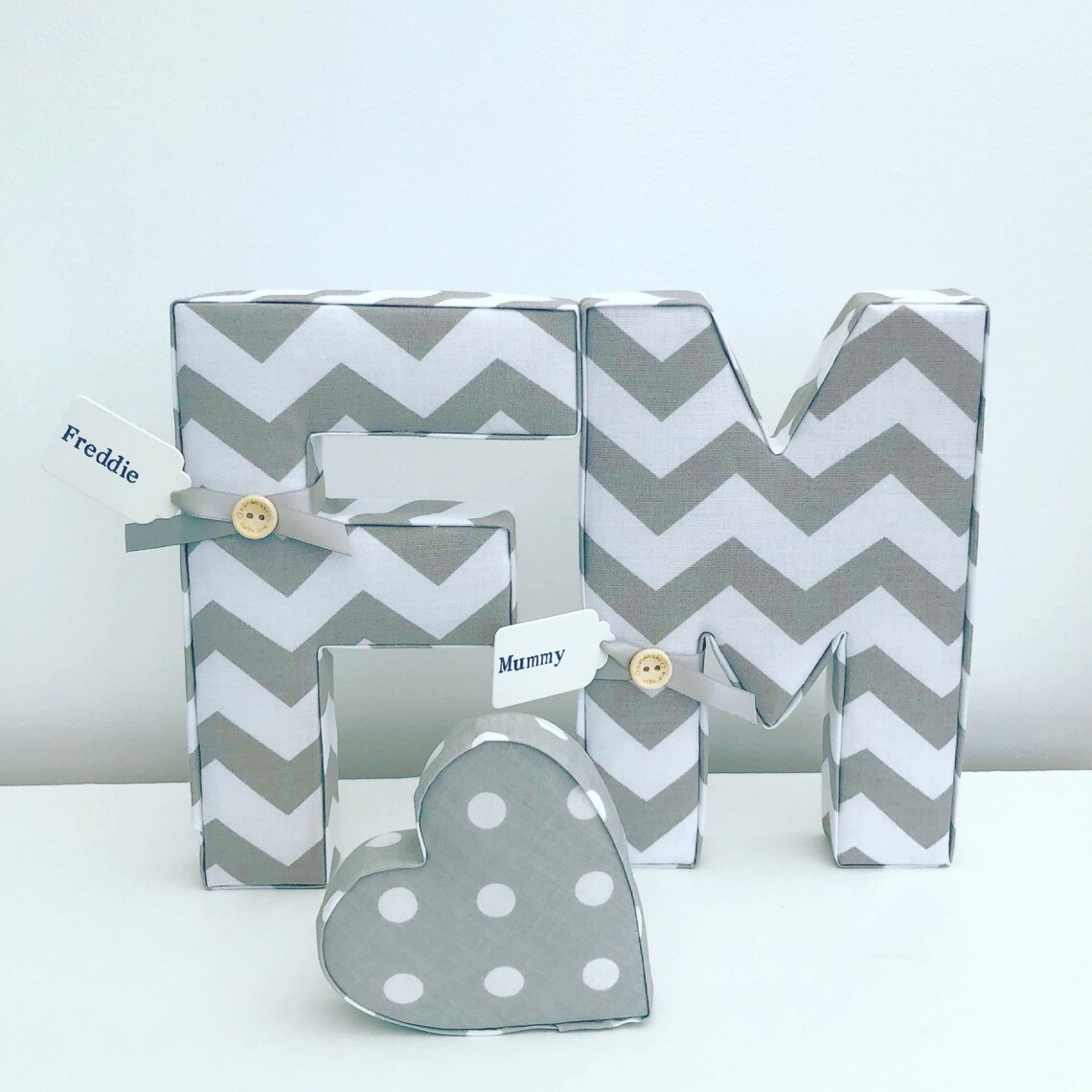 Grey & White Personalised Fabric Letters Nursery Decor Baby | Etsy