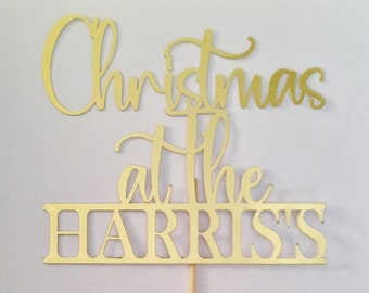 Christmas At The Cake Topper Festive Decoration Any Colour Celebration Glitter Mirror Xmas Decor