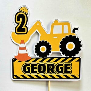 Digger Construction Cake Topper Any Name / Age Personalised Birthday Celebration Bild 5