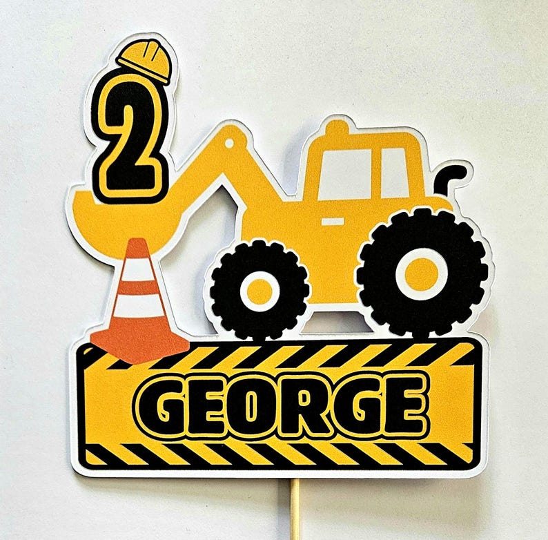 Digger Construction Cake Topper Any Name / Age Personalised Birthday Celebration Bild 5