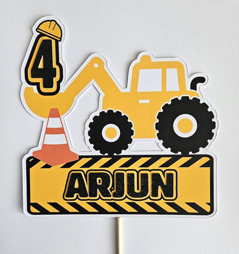Digger Construction Cake Topper Any Name / Age Personalised Birthday Celebration Bild 6