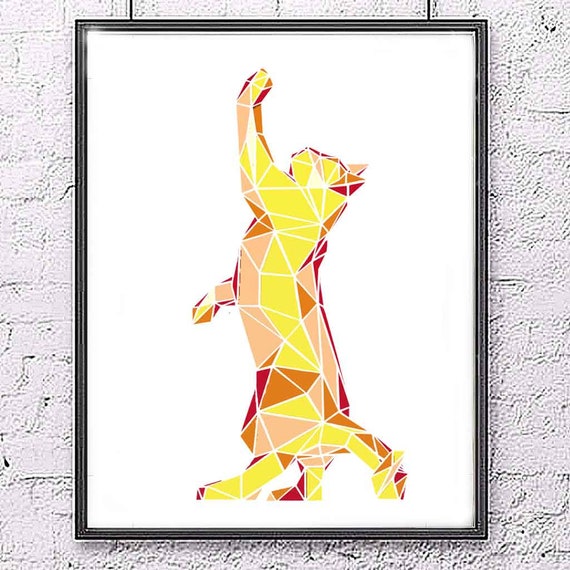 Kot Geometryczny Kot Cyfrowy Plakat Druk Cyfrowy Wystrój Etsy