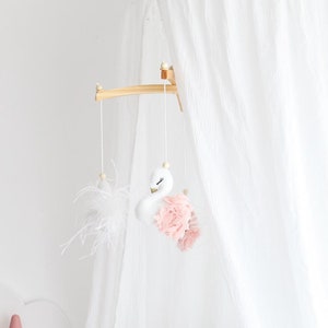 Blush Swan Nursery Mobile, Baby Girl Swan Nursery Mobile, Baby Gift, New Mum Gift, Bird Nursery, Baby Shower Gift, Pink and Gold Nursery