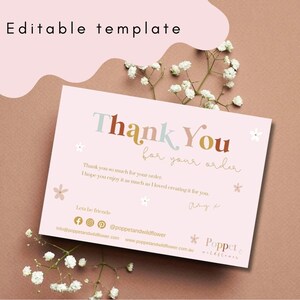 Dankeskartenvorlage, Gänseblümchen Branding - Canva Dankeschön Bestellkarte, Gänseblümchen Dankeskarte, Branding für kleine Unternehmen