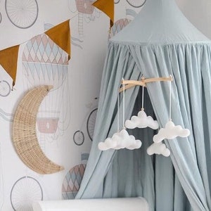 Fluffy White Cloud Mobile, mobiel babyjongen, mobiel babymeisje, genderneutrale kinderkamer, inrichting kinderkamer, inrichting kinderkamer, wolkendecor