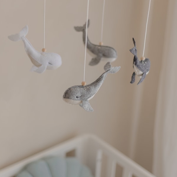 Whale mobile, Whale nursery decor, Whale nursery mobile, Whale decor, Whale crib mobile, Baby mobile, Gender neutral nursery, Whale baby