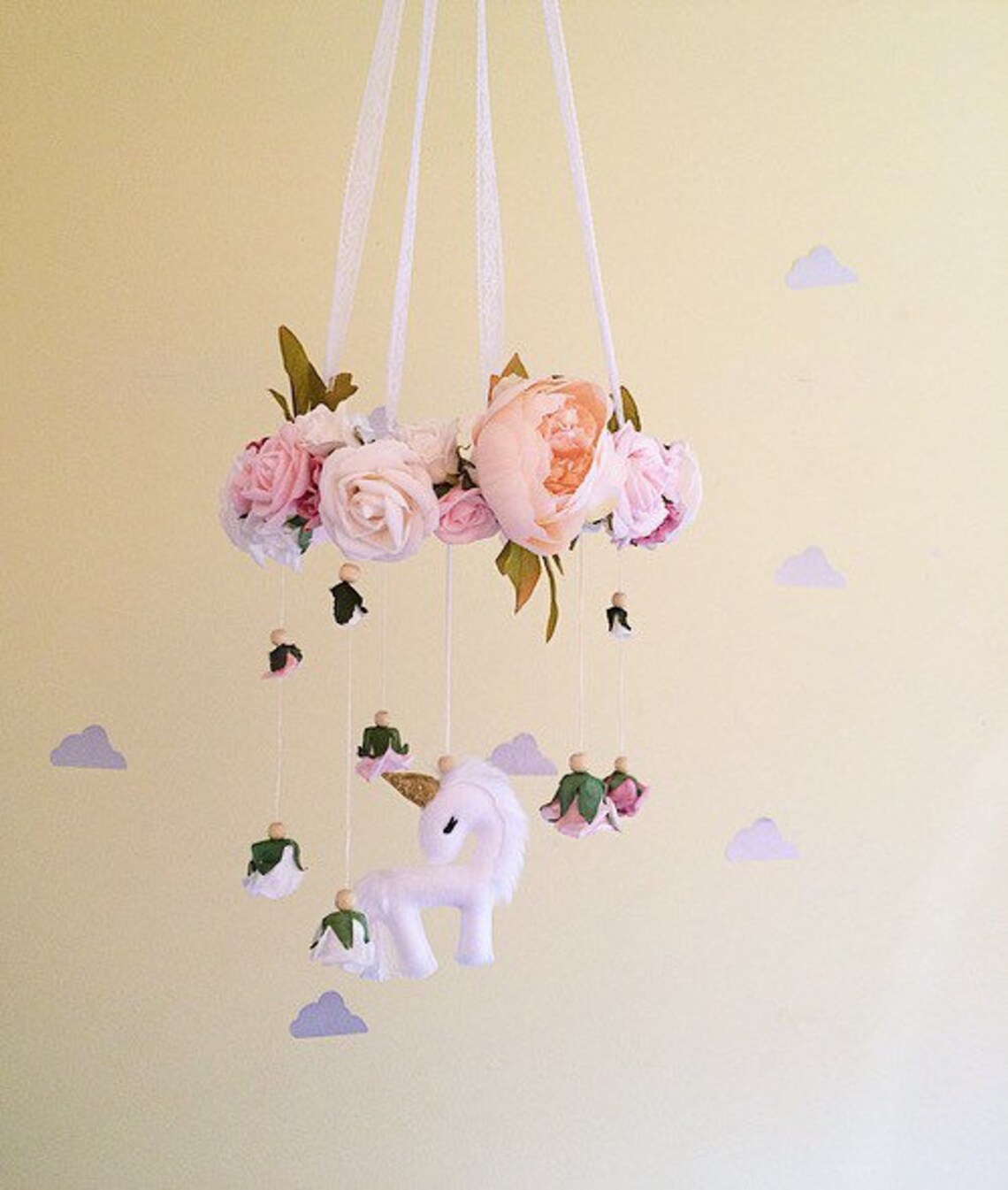 Baby Mobile Unicorn Flower Mobile Floral Mobile Unicorn Etsy Australia