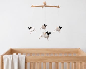 Handgemachte Mops Mobile, Filz Mops Hunde, Hundemobile