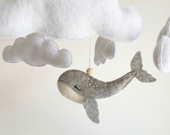 Whale nursery baby mobile, Undersea theme nursery, underwater nursery, whale nursery, Gift idea for new mum, Baby shower gift