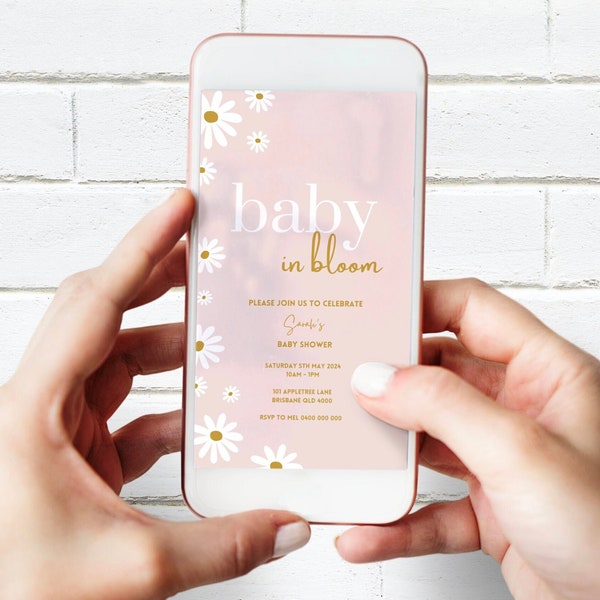 Digital Baby Shower Invite, Daisy Theme Baby Sprinkle Invite, Daisy Party Invite, Baby Shower Invitation, Daisy invitation, Baby Shower pink