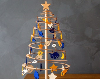Holz Weihnachtsbaum mit Weltraum Dekoration Set (42 cm) Spira MINI