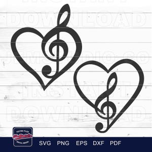 Music Note Heart SVG Cut Files: Musical Design (Digital Download)