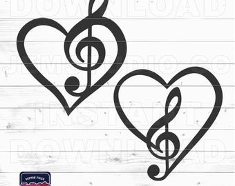 Music Note Heart SVG Cut Files: Musical Design (Digital Download)