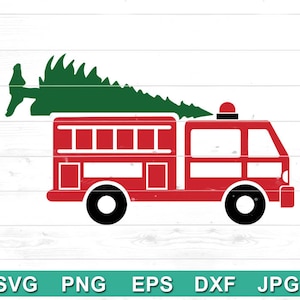 Christmas Fire Truck SVG File | Truck With Tree svg | Christmas svg | Christmas decor svg | Cutting file, Digital Download