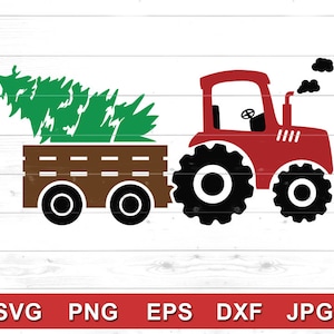 Cute Tractor with a Christmas tree svg | Christmas decor svg | Cutting file, Digital Download