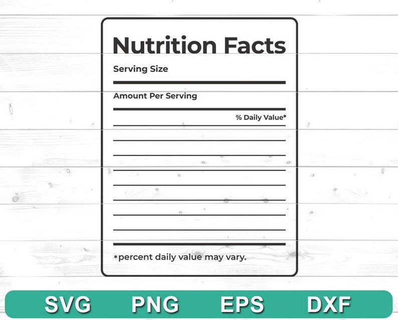 Blank Fillable Nutrition Facts Label Template for Apparel Etsy