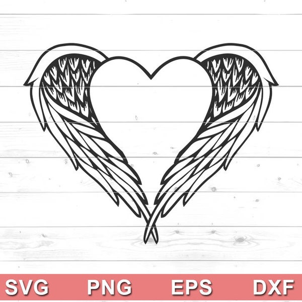 Angel Wings svg - Memorial svg, Angel svg, Heart svg - Cricut DIY, Silhouette Cameo, sublimation (svg,png,eps,dxf)