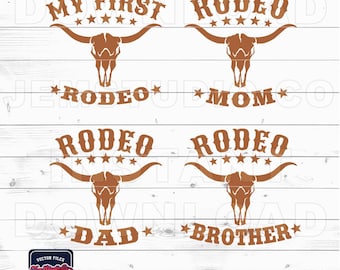 Primer SVG familiar de rodeo: mamá, papá y hermano (descarga digital)