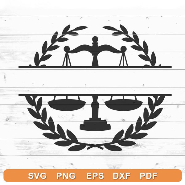 Attorney Lawyer Scales of Justice SVG - Laurel Wreath SVG File, Cricut DIY, Silhouette Cameo (svg, png, eps, dxf)