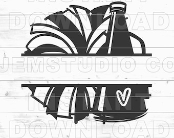 Cheerleader Pom Pom Split Monogram SVG: DIY Cricut, Silhouette (Digital Download)