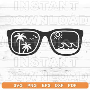 Tropical Vacation Sunglasses SVG File - Beach SVG, Vacay Mode - Cricut DIY, Silhouette Cameo (svg, png, eps, dxf, pdf)