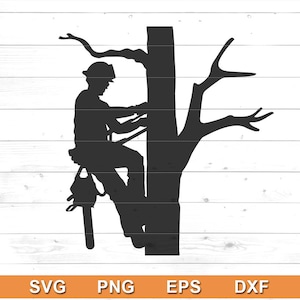 Baum Baumpfleger SVG - Baum Dienstleistungen SVG, Baumschneider Klettern Dateien für Cricut, Silhouette - Baumschneider Schnittdateien (svg, png, eps, dxf)