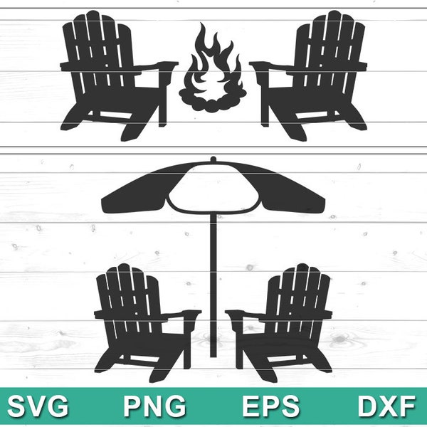 Adirondack Chair SVG - Beach chair svg - Camping Cabin Campfire, Wooden beach chair, Vacation design (svg, png, eps, dxf)