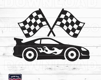 Race Car Birthday SVG: Racing Flags, Shirt Design (Digital Download)