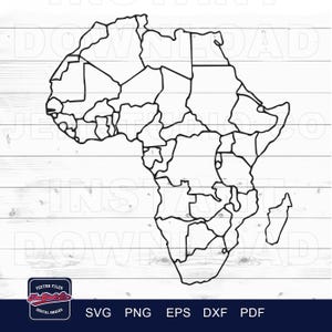Mapa de África SVG - Archivos de mapas de África para Cricut, imágenes prediseñadas de África (svg, png, jpg, dxf, eps)