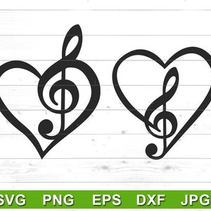 Music Note Heart SVG Cut Files - Musical Note Heart SVG - svg jpg dxf eps png