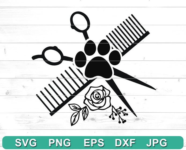 Dog Grooming Floral Scissors Paw Print SVG Dog Groomer Svg Etsy