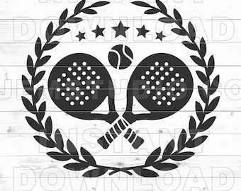 Padel Laurel Wreath SVG – Paddle Tennis Racket Clipart (Digital Download)