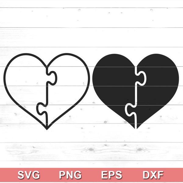 Puzzle heart SVG - Puzzle heart Clipart , Shirt Design, Digital Download for Cricut, Silhouette (svg, png, eps, dxf)