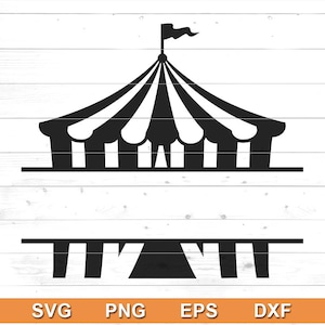 Circus Tent Split Frame SVG - Circus Tent Clipart - Files for Cricut, Silhouette (svg, png, jpg, dxf, eps)