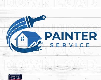 House Painting SVG: Painter Service Logo Design (Digital Download)