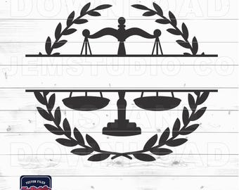 Scales of Justice SVG: Attorney Lawyer Laurel Wreath (Digital Files)