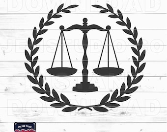 Scales of Justice SVG: Attorney Laurel Wreath Design (Digital Download)