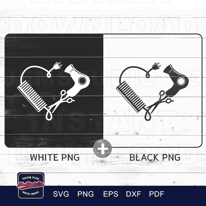 Hair Stylist Heart SVG: salondecoratiebestand (digitale download) afbeelding 2