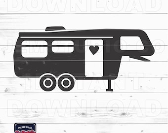 Fifth Wheel RV Camper SVG: Vector Art, Camping Clipart (Digital Download)