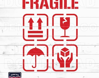Stencil etichetta fragile SVG: adesivi per imballaggio postale (download digitale)