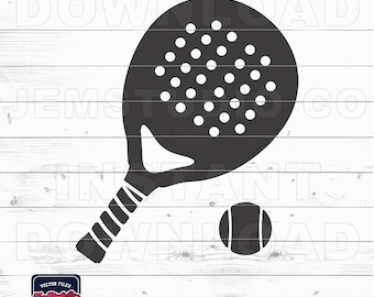 パデルラケット SVG ファイル: テニス DIY クリカット シルエット ステンシル (デジタルダウンロード)