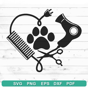 Dog Grooming Hair Dryer Heart SVG Cut Files - Dog Groomer svg - Personal & Commercial Use