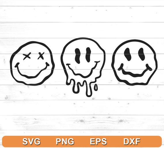 Melting smiley face PNG digital download dripping face decal cricut  silhouette cutfile decal shirt print and cut