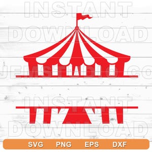 Carpa de circo con marco dividido SVG (archivos Cricut y Silhouette) (descarga digital)