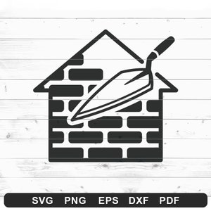Trowel with Bricks SVG - Bricklayer SVG File, Masonry svg Design (svg, png, eps, dxf)